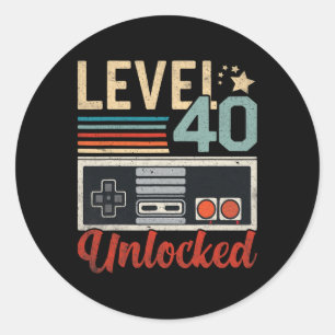 Level 40 freigeschaltet Videospiel-Controller 40. Runder Aufkleber