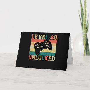 Level 40 Freigeschaltet Videospieler 40. Geburtsta Karte