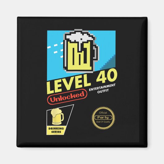 Level 40 Unlock Video Game 40. Geburtstag Magnet (Vorne)