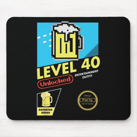 Level 40 Unlock Video Game 40. Geburtstag Mousepad (Vorne)