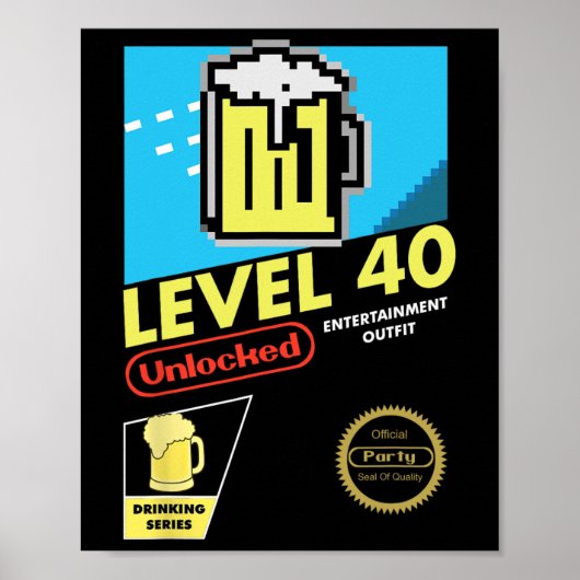 Level 40 Unlock Video Game 40. Geburtstag Poster (Vorne)