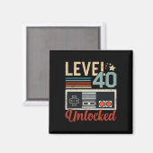 Level 40 Unlocked Video Gamer Controller 40th Birt Magnet (Vorderseite/Rückseite)