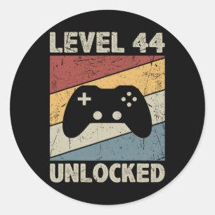 Level 44 freigeschaltet - Retro Vintage lustig 44. Runder Aufkleber