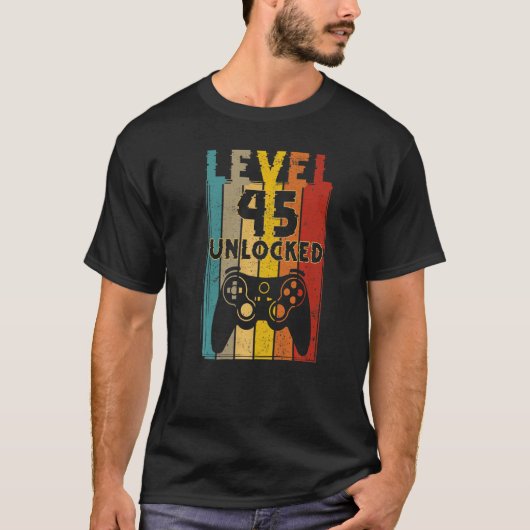 Level 45 Unlocks Videospiel 45 Geburtstag T-Shirt (Vorderseite)