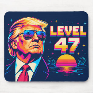 Level 47 Neon-Arcade-Sonnenuntergangsbrille Mousepad