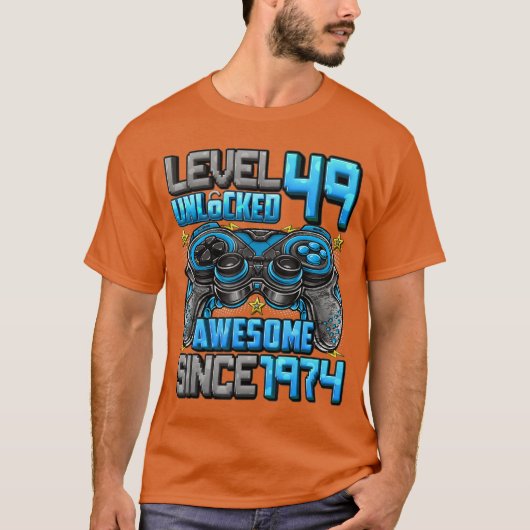 Level 49 Unlocked Awesome Since 1974 49th Birthday T-Shirt (Vorderseite)