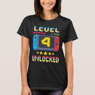 Level 4 Freigeschaltet 4. Geburtstag Shirt Videosp