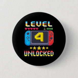 Level 4 Freigeschaltet 4. Geburtstags-Shirt Videos Button