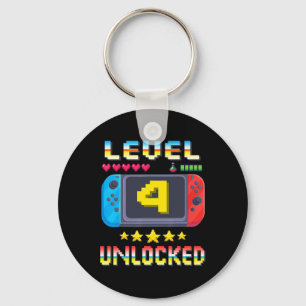 Level 4 freigeschaltet 4. Geburtstags-Shirt Videos Schlüsselanhänger