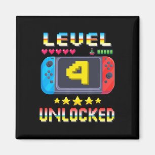 Level 4 freigeschaltet 4. Geburtstagsshirt Videosp Magnet