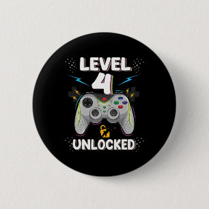 Level 4 freigeschaltet Videospiel 4. Geburtstag Ga Button
