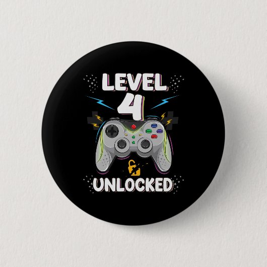 Level 4 freigeschaltet Videospiel 4. Geburtstag Ga Button (Vorderseite)