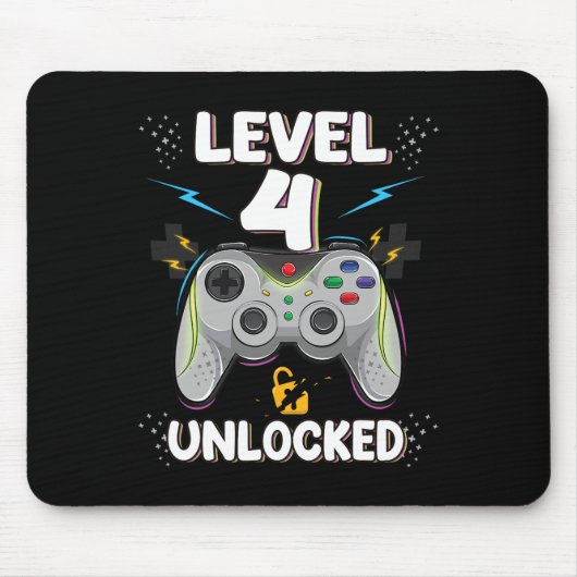 Level 4 freigeschaltet Videospiel 4. Geburtstag Ga Mousepad (Vorne)