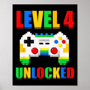 Level 4 freigeschalteter Gamer 4 Jahre alter Video Poster