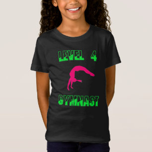 Level 4 Gymnast Neonrosa und grüner T - Shirt