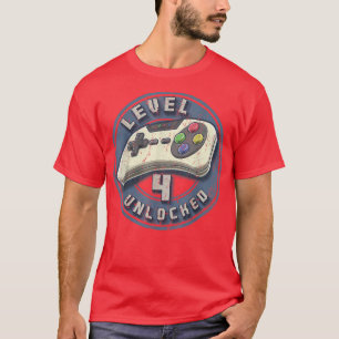 Level 4 Unlock Video Game 4. Geburtstag Gamer Boy T-Shirt