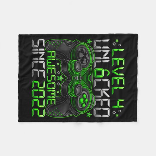 Level 4 Unlocked 4 Year Old Boys 4th Birthday Boy  Fleecedecke (Vorderseite (Horizontal))