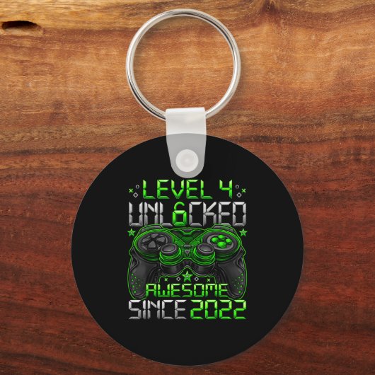 Level 4 Unlocked 4 Year Old Boys 4th Birthday Boy Schlüsselanhänger (Vorderseite)