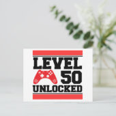 Level 50 freigeschaltet postkarte (Stehend Vorderseite)