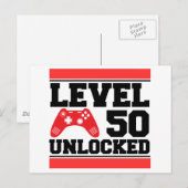 Level 50 freigeschaltet postkarte (Vorne/Hinten)