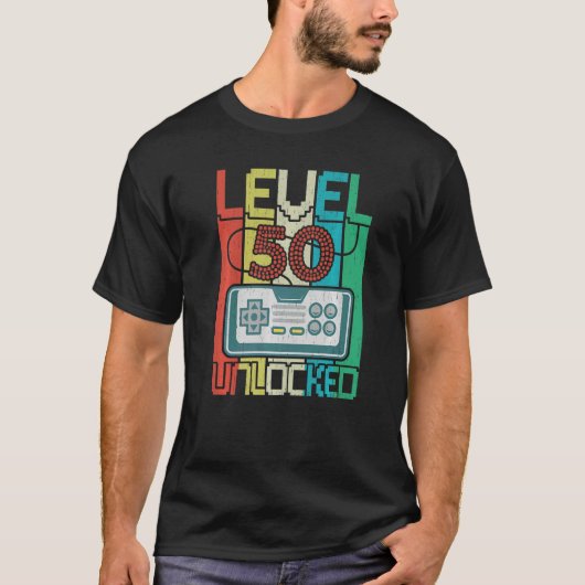 Level 50 Unlocks Videospiel 50 Geburtstag T-Shirt (Vorderseite)