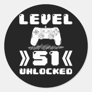 Level 51 freigeschaltet 51. Geburtstag 51 Jahre al Runder Aufkleber