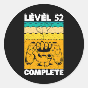Level 52 Kompletter Gamer - Vintage 52. Hochzeitst Runder Aufkleber