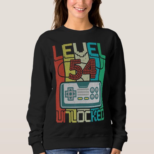 Level 54 Unlocks Videospiel 54 Geburtstag Sweatshirt (Vorderseite)