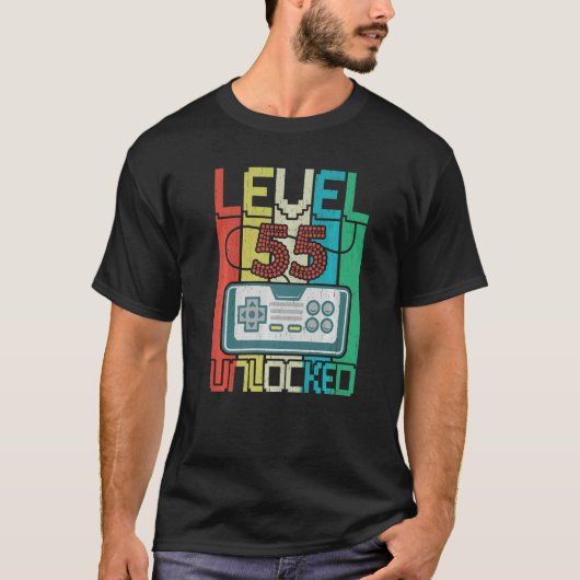 Level 55 Unlocks Videospiel 55 Geburtstag T-Shirt (Vorderseite)