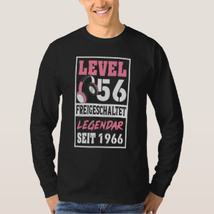 Level 56 Years Gamer Girl Seit 1966 Geburtstag T-Shirt