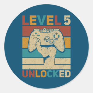 Level 5 Freigeschaltet 5. Geburtstag 5 Jahre alter Runder Aufkleber