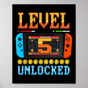 Level 5 freigeschaltet 5. Geburtstags-Shirt Videos Poster