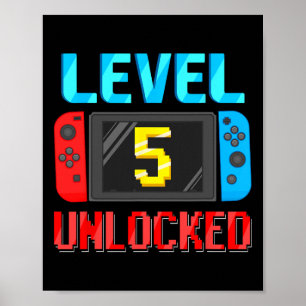 Level 5 freigeschaltet Geburtstagsvideo Gamer 5. G Poster