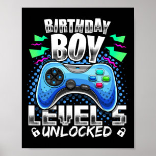 Level 5 freigeschaltet Videospiel 5. Geburtstag Ga Poster