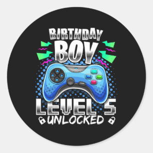 Level 5 freigeschaltet Videospiel 5. Geburtstag Ga Runder Aufkleber