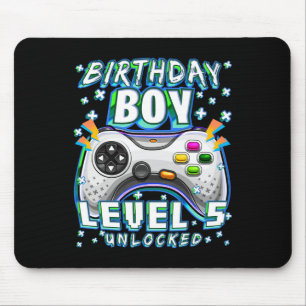 Level 5 Unlock Video Game 5. Geburtstag Gamer Boy Mousepad