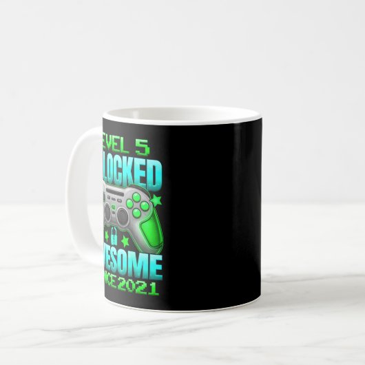 Level 5 Unlocked 5 Year Old For Boys 5th Birthday Kaffeetasse (Vorderseite Links)