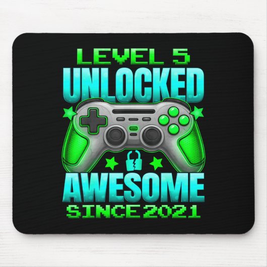 Level 5 Unlocked 5 Year Old For Boys 5th Birthday Mousepad (Vorne)