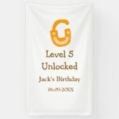 Level 5 unlocked lock orange brown happy birthday banner (Vertikal)
