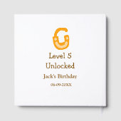 Level 5 unlocked lock orange brown happy birthday gästebuch (Rückseite)