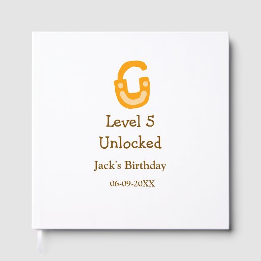 Level 5 unlocked lock orange brown happy birthday gästebuch (Vorderseite)