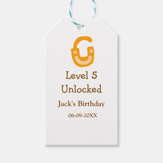 Level 5 unlocked lock orange brown happy birthday geschenkanhänger (Vorderseite)