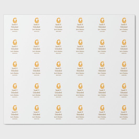 Level 5 unlocked lock orange brown happy birthday geschenkpapier (Flach)