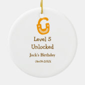 Level 5 unlocked lock orange brown happy birthday keramik ornament (Hinten)