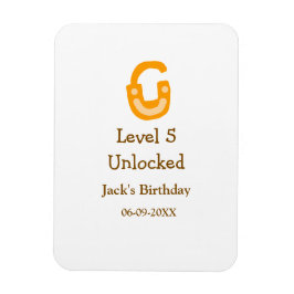 Level 5 unlocked lock orange brown happy birthday  magnet