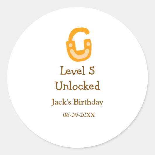 Level 5 unlocked lock orange brown happy birthday runder aufkleber (Vorderseite)
