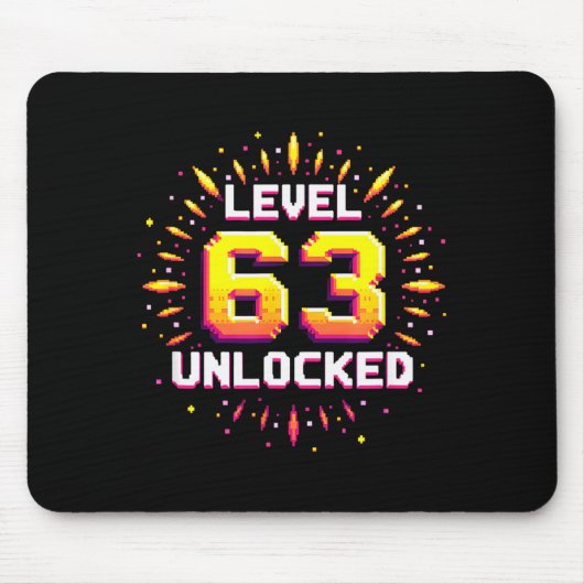 Level 63 Unlocked Birthday Gift Gamer Milestone Mousepad (Vorne)