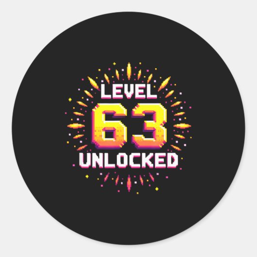Level 63 Unlocked Birthday Gift Gamer Milestone Runder Aufkleber (Vorderseite)