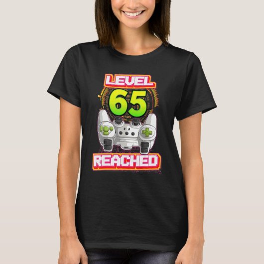 Level 65 Reached Gamer 65th Birthday Video Gaming T-Shirt (Vorderseite)