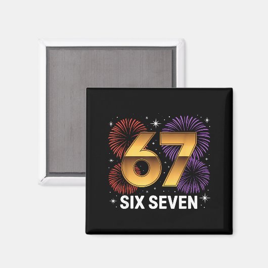 Level 67 Complete Six Seven Birthday Fireworks  Magnet (Vorderseite/Rückseite)